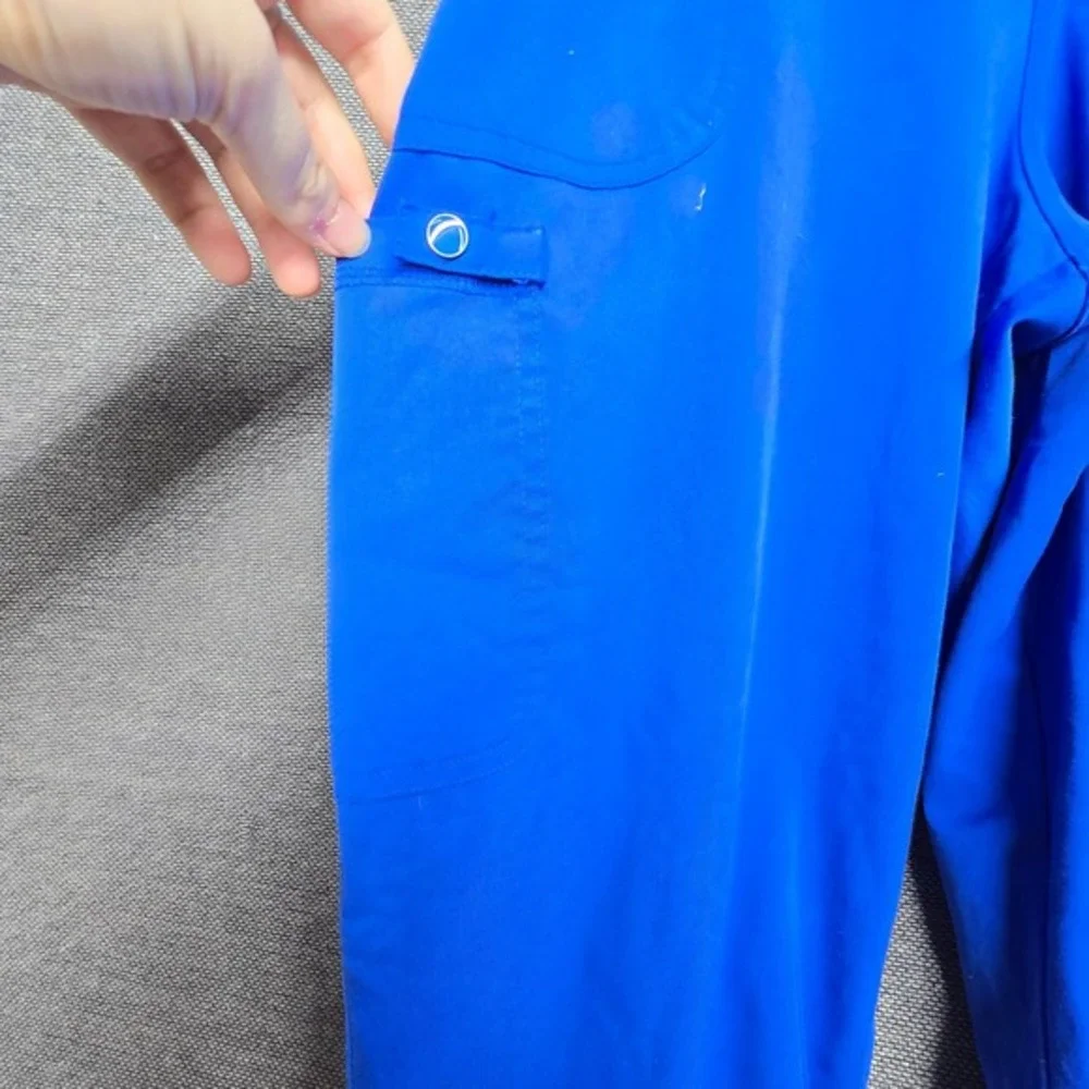 Royal Blue Scrub Jogger Pants Ribbed Waistband Ankle Cuffs Cargo‎ Pocket
